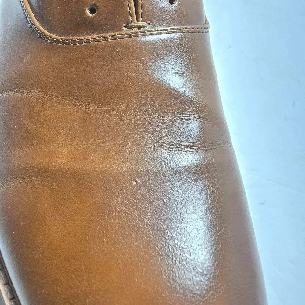 Steve Madden Mens P-Ollie Cognac Brown Plain Toe Oxford Dress Shoes Size 9